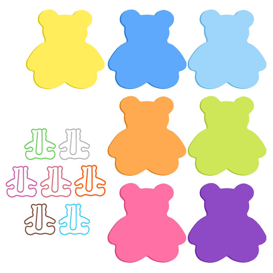Molain Cute Animal Sticky Notes with Paper Clips, Cartoon Bear Self-Stick Notes Index Tabs Animals Shape Markers Flags Memo Pads 7 Pack 210 Sheets,multicolored,7 x 5.8 cm/2.8 x 2.3 inch