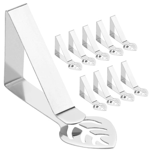 Amaxiu Table Cloth Holder Clips, 10 Pack Leaf Shape Picnic Tablecloth Clips Stainless Steel Table Cover Clamps Heavy Duty Thick Table Clip Tables Cover Holders for Home Patio Party BBQ Wedding