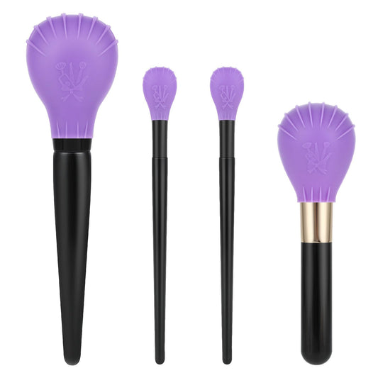Giantree Cosmetic Brush Covers, 4Pcs Silicone Reusable Makeup Brush Dust Cover for Travel Protective Brush Bubbles for Protecting Bristles from Getting Crushed and Keeping Cosmetic Bag Clean(Purple)
