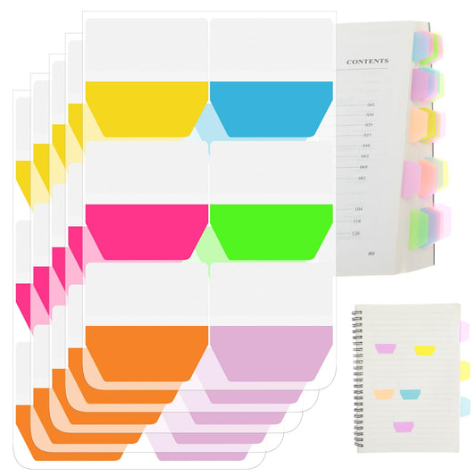 Molain 600Pcs/5 Packs Sticky Index Tabs Flags, Fluorescent Writable Sticky Index Tabs Self-stick File Tabs Flag Filing Tabs Page Markers Note Index Markers Supplies for Office School