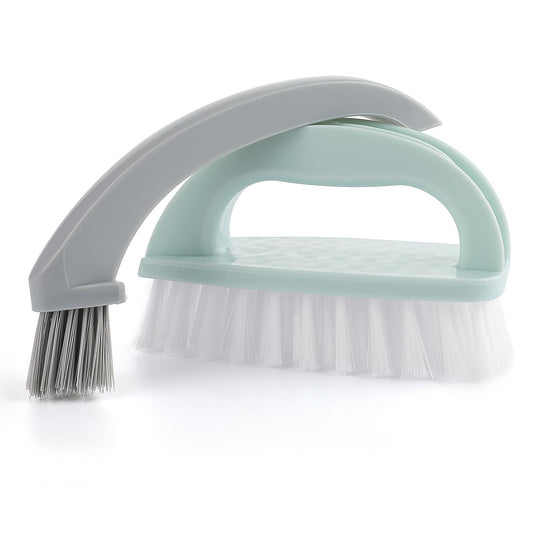 Amabro Hand Nail Cleaning Brushes, Detachable 2-in-1 Durable Stiff Bristle Fingernails Scrub Brushes Heavy Duty Deep Nail Cleaner with Handle for Fingernails Toes Manicure Men Mechanics(Gray, Blue)