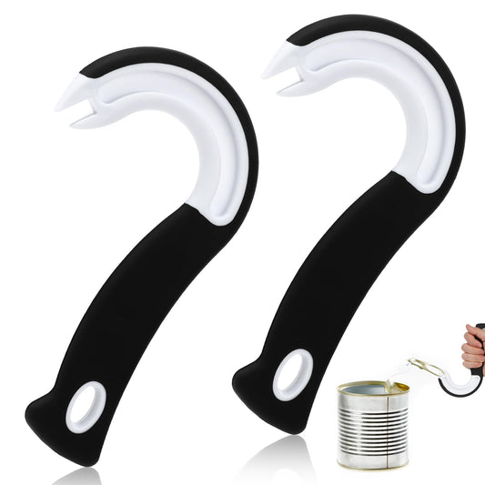 Molain Easy Open Ring Pull Can Opener, Portable Hook Can Opener for Pop Top Can Canned Food Opener J Shaped Kitchen Aid Bottle Opener Tool for Seniors, Children, Weak Hands (2)