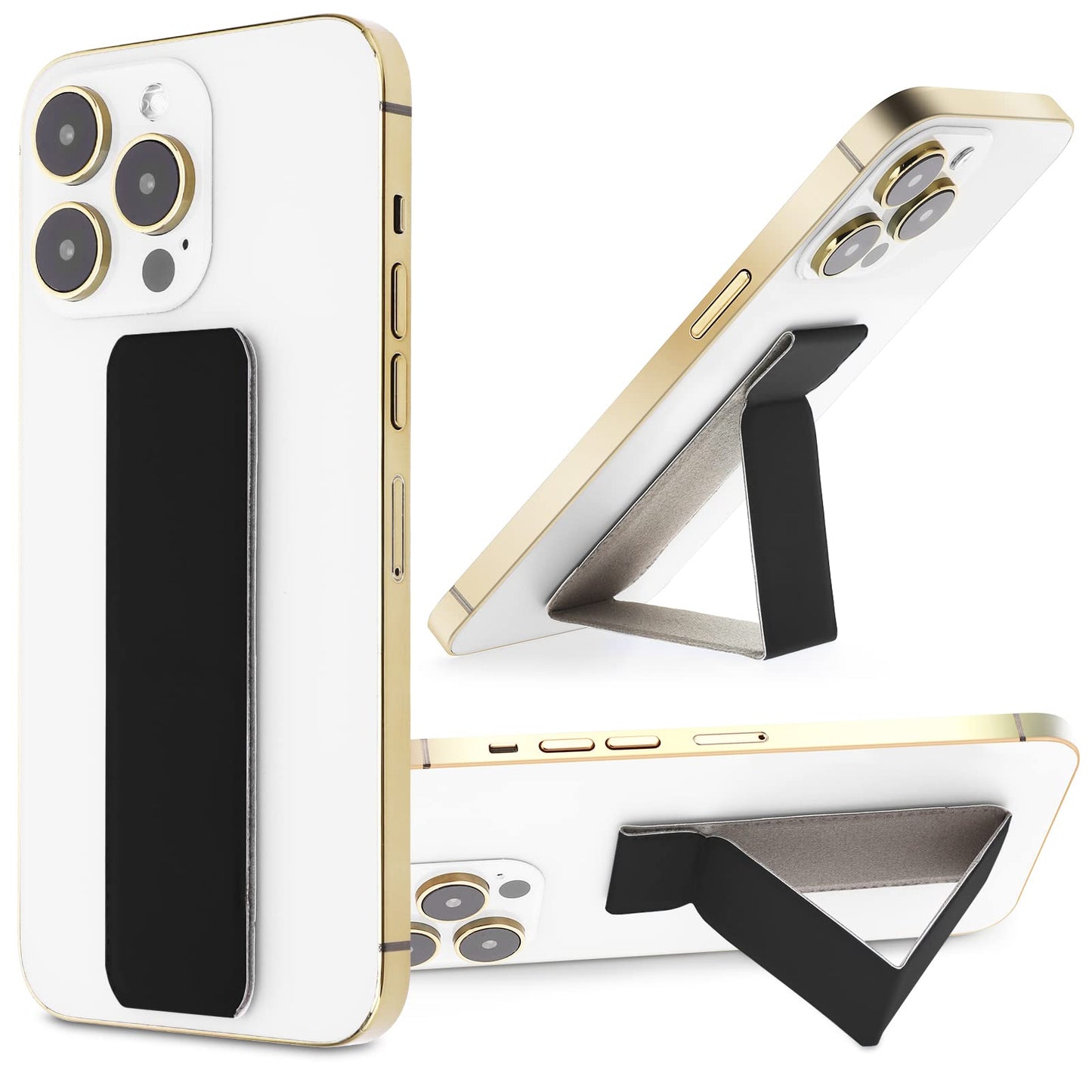 cobee 3 Pack Cell Phone Kickstand, Multi-Angle Kickstands, Horizontal & Vertical Phone Stand, Ultra Slim Phone Stand Stick on Phone Kickstand Holder for Most Smartphones(Black)