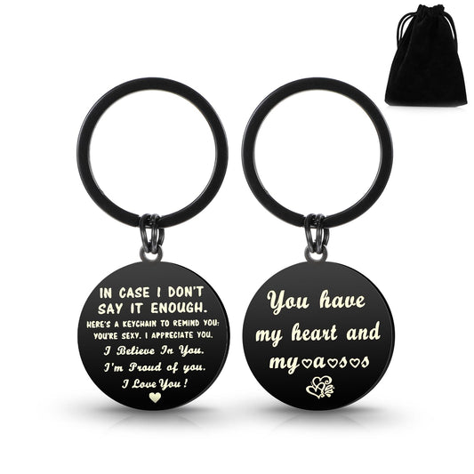 AOZUO 2pcs Love Gifts for Him Funny Gifts Keychain for Boyfriend Valentine's Day Gifts for Husband You Have My Heart I love you Keyring Anniversary Birthday Gifts Humorous Gift for a Loved Fiancé