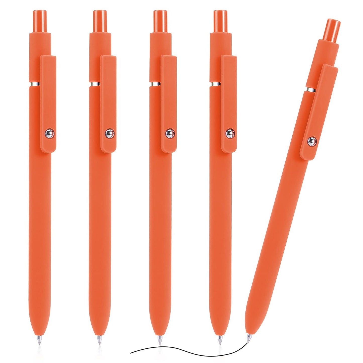 cobee Retractable Gel Ink Pens, 0.5mm Ballpoint Pen Cute Rollerball Pen Smooth Writing Ball Point Pen Black Ink Gel Pen for School Office 5PCS(Orange)