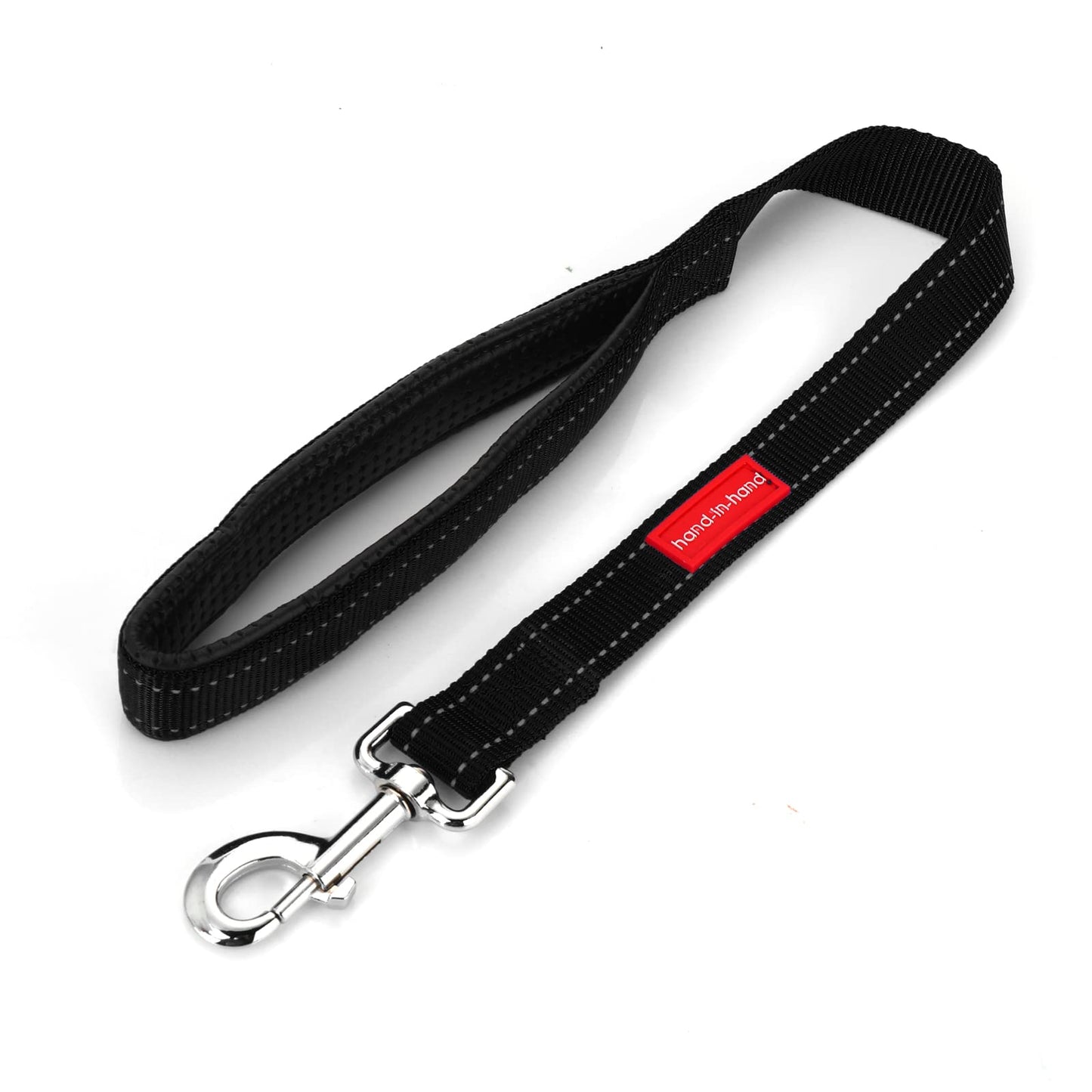 TIESOME Short Dog Leash with Padded Handle, Double Webbing Nylon Reflective Pet Leashes Pet Leash for Walking Training (Black)