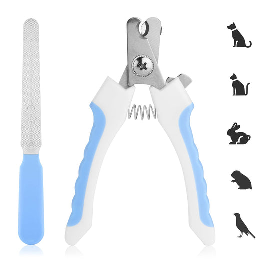 Molain Pet Nail Clippers, Dog Nail Clippers, Dog Nail File, Professional Pet Trimmer with Protective Guard and Safety Lock, Dog Claw Clippers for Dogs and Cats, Pet Paw Grooming(Blue)