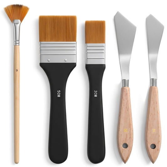 JJUNW 5Pcs Pallet Knife, Painting Knife Set, Brushes for Acrylic Oils Paints Brushes Sets, Oil Painting Supplies Paintings Kit, Knive Acrylic Paint for Oil Paint Supplies