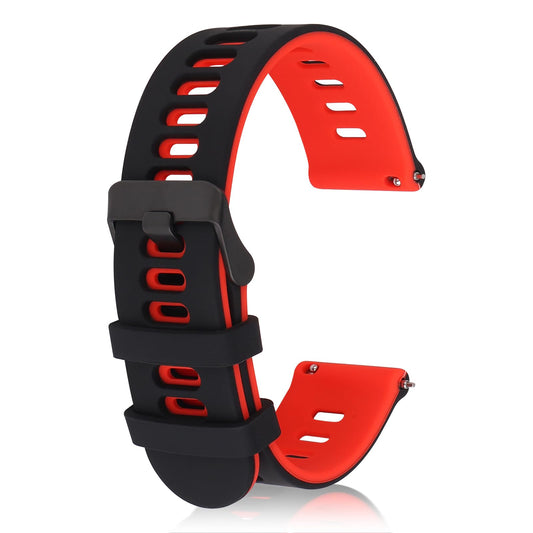 Amaxiu Silicone Watch Bands Quick Release Sport Watchbands Universal Replacement Watch Straps for Men Women, Black Buckle(Black Red, 22mm)