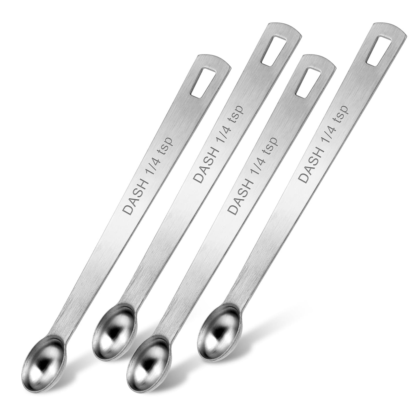 Giantree 4 PCS Single Measuring Spoons, 1/4 Teaspoon(1/4 Tsp | 1.25 mL | 1.25 cc | 0.04 oz) Stainless Steel Small Single Measuring Spoon, Long Handle Metal Measuring Spoon for Cooking & Baking(1/4)