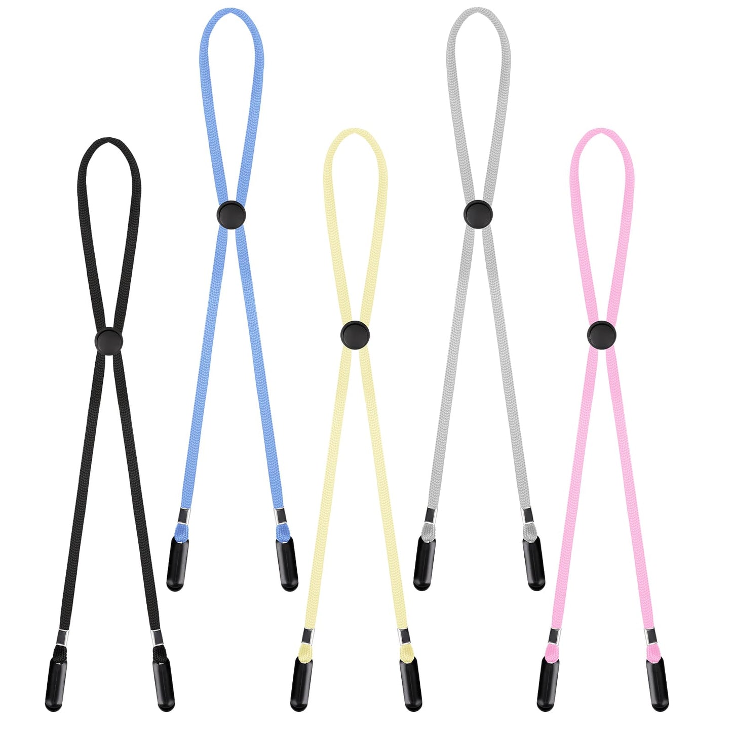 Molain 5 Pcs Adjustable Hat Strap Clips Hat Chin Cord, Elastic Hats Removable Windproof Hat Strap Clips Anti-Lost Cap Strap Clips for Golfing, Fishing, Boating