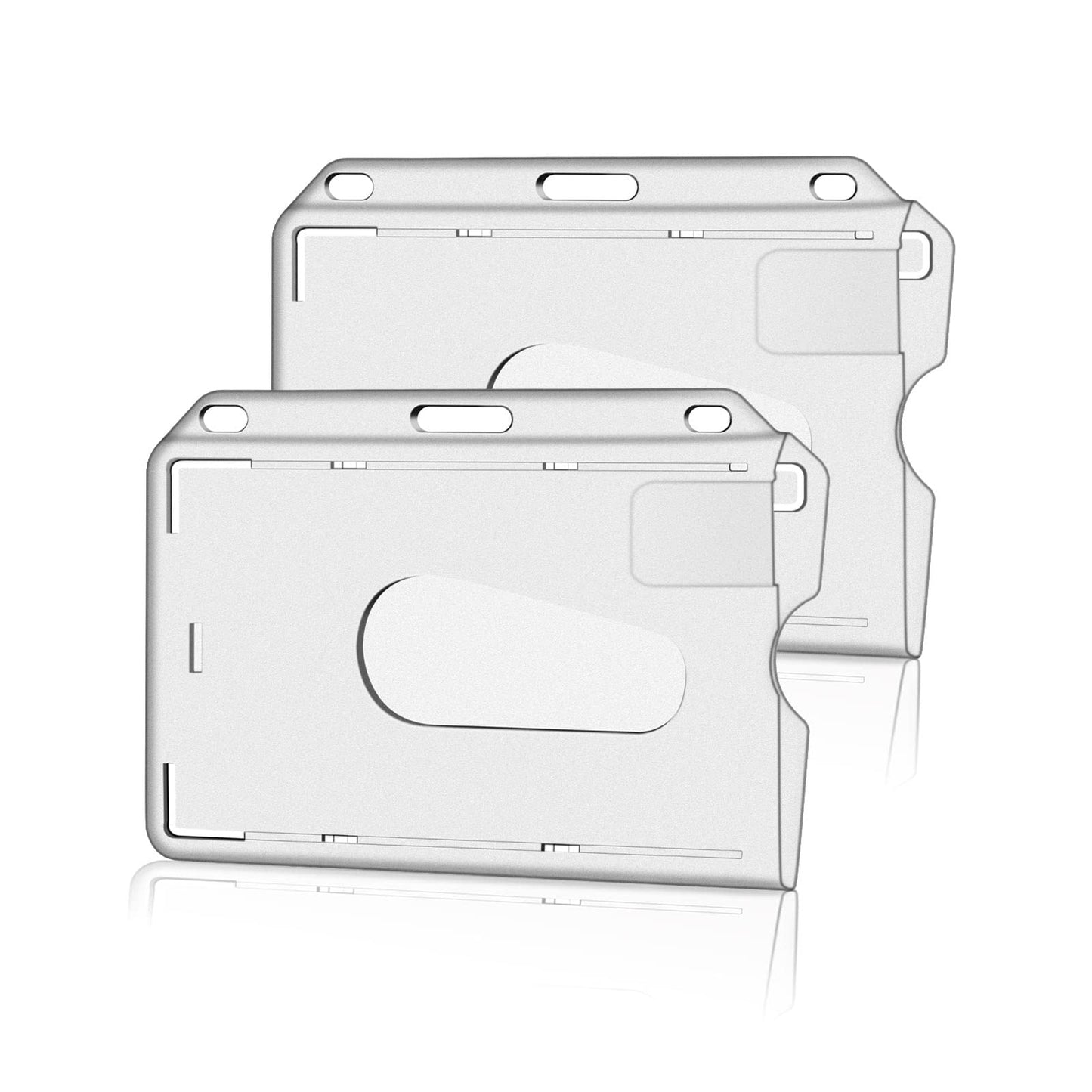Cobee ID Card Badge Holder,Hard Plastic Card Holder Thumb Slot Credit Card Protector Heavy Duty ID Badge Holder 2 Pieces