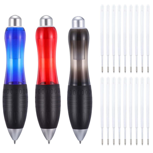 JIEYAO 21 Pcs Big Fat Pens With Lanyard, Weighted Pens for Hand Tremors, Large Wide Grip Pens Aids Writing for Arthritis Parkinson Carpal Tunnel(3 Pens + 18 Black/Blue/Red Refills)