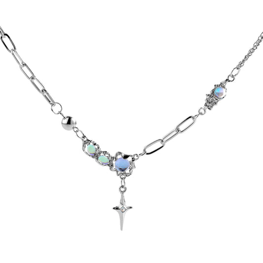 Giantree Y2k Irregular Necklace Star Pendant, Metal Star Necklace Silver Grunge Jewelry Collar Chain Accessories for Women and Girl