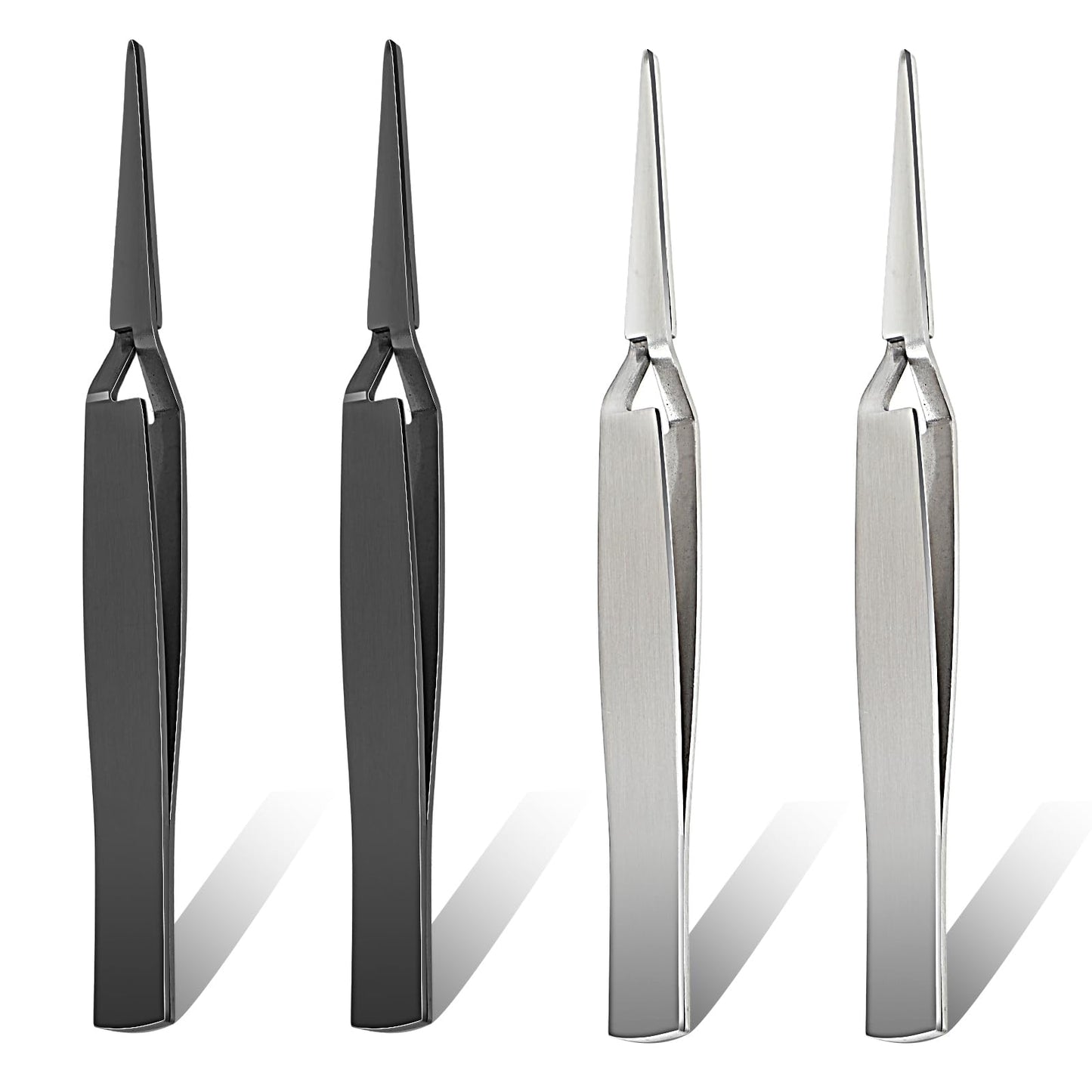 TIESOME 4-Pack Reverse Tweezers, for Handmade Cross Lock Tweezers Crafts Industrial Tweezers Electronic Tweezers Fine Tip Tweezers Tweezers for Jewelry Making Repair