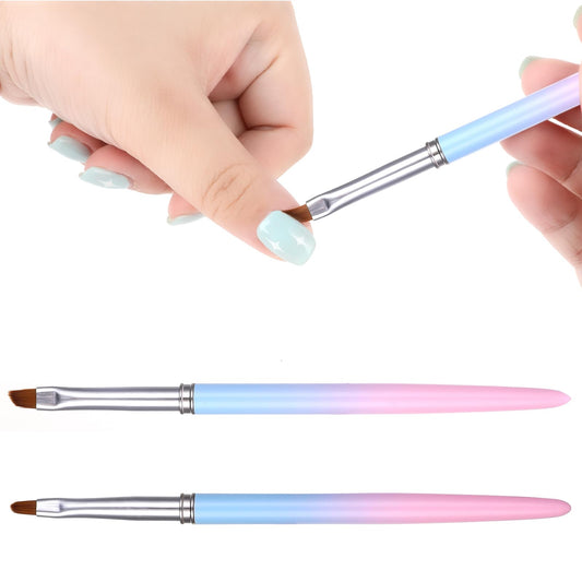 Amaxiu 2PCS Nail Art Clean Up Brushes, Nail Polish Clean Up Brush Professional Painting Brushes for Nails Nail Polish Remover Brush for Nail Art Design Mistake Cleaning (Round, Angled)
