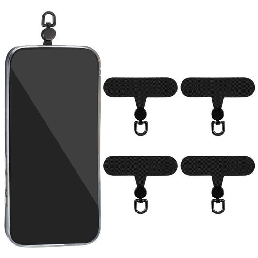 HJZHII Phone Lanyard Tether Tab, 4pcs Universal Cell Phone Patches Ultra Thinner 360° Rotation Phone Lanyard Tether Tab, Black, Medium