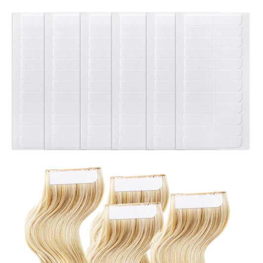 simarro 144Pcs Hair Extension Tape Tabs, Double Sided Adhesive Wig Tapes Tabs for Hair Extensions Replacement Tapes for Human Hair Wig Tape Waterproof Wig Tape Beauty Tools (Clear)