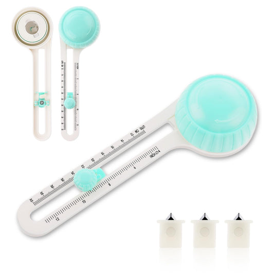 Andibro Circle Cutter for Crafts, Adjustable Circle Paper Cutter, Paper Trimmer with 3 Replaceable Blades Rotary Circle Maker Circular Cutting Scrapbooking Tool for Art DIY Crafts 3.9-12.6in (Green)