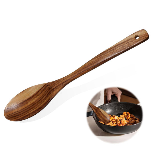 HJZHII Wooden Spoons for Cooking, Teak Wooden Spoon, Large Woodens Spoon, Premium Teak Woodens Spoons for Nonstick Cookware, Durable Kitchen Utensils