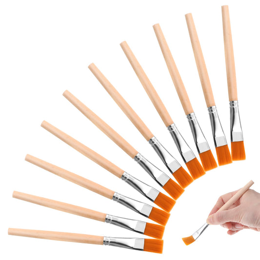 Molain 10Pcs 3/4 Inch Flat Paint Brushes, Wood Paint Brush Artist Craft Paint Brushes Watercolor Brush Bulk Painting Brush Art Detail Acrylic Oil Brush for Body Face Nail Art Crafts DIY Art Painting