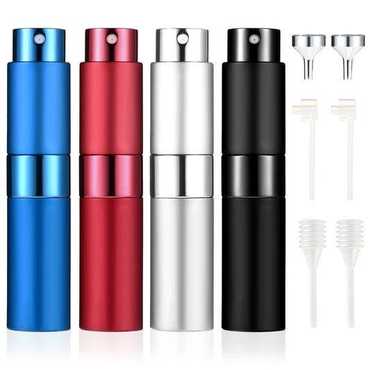 Bewudy 8ml Travel Perfume Atomizer Bottle Refillable, 4 Pcs Mini Fragrance Bottles for Perfume, Empty Cologne Sprayer Pocket Perfume Dispenser Portable Sprayer