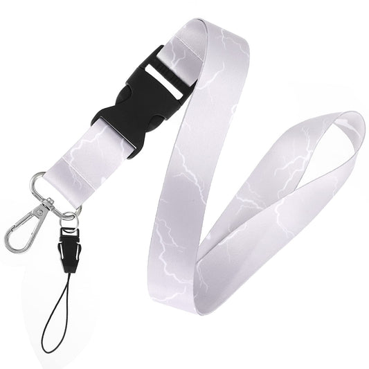 cobee Badge Lanyards with Detachable Buckle, Keychain Lanyard for Women Men Heavy Duty Neck Lanyard Badge Holders Lanyard for Nurse Teachers Office School Supplies(Grey White Marble)