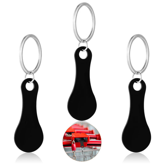 Andibro 3 Pieces Stainless Steel Shopping Trolley Token, Portable Alloy Key Ring Quarter Holder Keychain Removable Shopping Trolley Keyring for Men Women Shopping Cart Multi-tool Grocery(Black)
