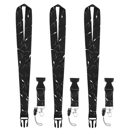 Cobee Badge Lanyards with Quick Release Buckle, 3pcs Lanyards for Women Heavy Duty Black Lanyard with Swivel Lobster Clasp Neck Marble Lanyards Badge Holders Lanyard for Teachers Nurse Students