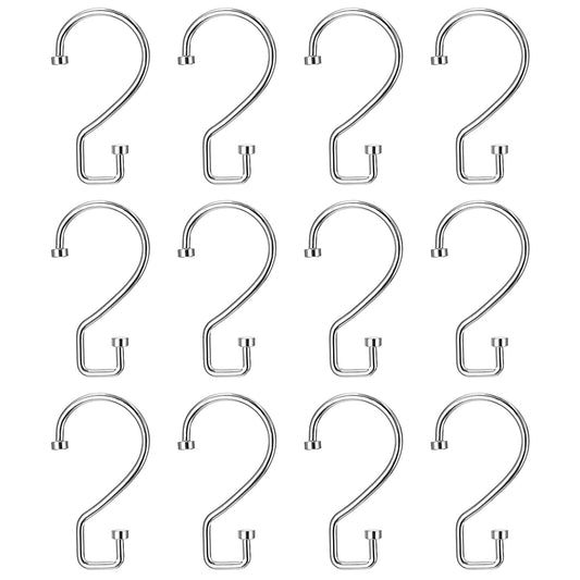 cobee 12 Pack Shower Curtain Hooks, S Shape Shower Curtain Rings Premium Rustproof Metal Hook Glide Easily on Curtain Shower Rods Shower Hooks for Curtain Bathroom Shower Curtains (Silver)