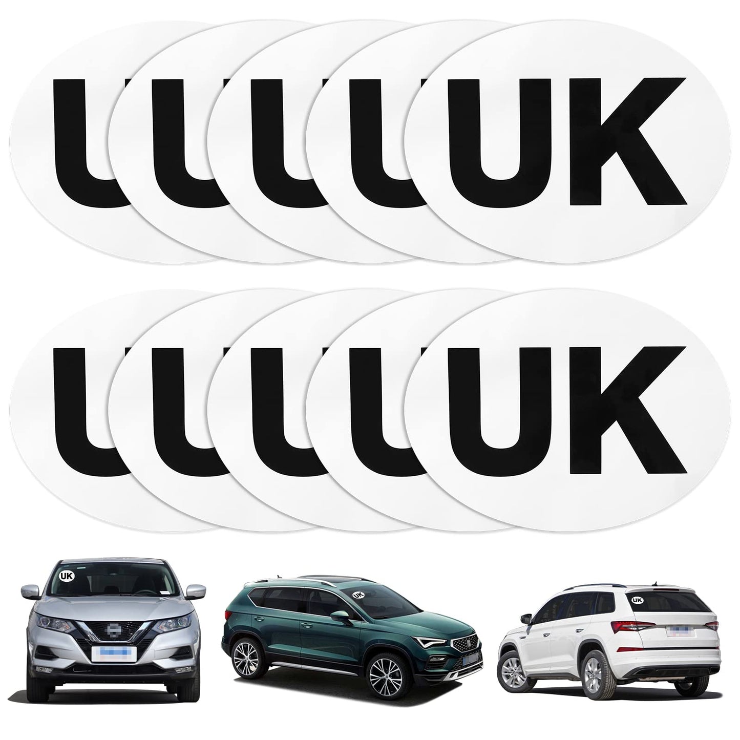 cobee Oval UK Stickers, 10Pcs UK Car Stickers for Driving in Europe European Road Legal UK Car Number Plate Waterproof Vinyl Stickers for Replace GB Stickers after BREXIT United Kingdom Symbol