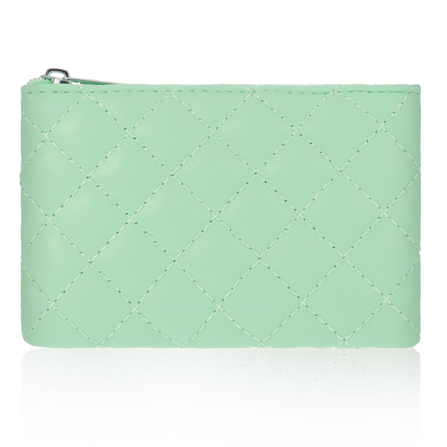 GEEHUA Women Coin Purse, Rhombus Embroidery PU Leather Coin Wallet Zipped Portable Wallet Ladies Coin Purse Mini Coin Bag(Green)