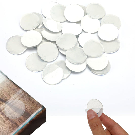 Bewudy 50 PCS Glass Table Top Anti Slip Pads Self Adhesive, 0.98" Glass Table Top Bumpers, Clear Rubber Glass Table Top Grippers, for Glass Table Top Spacer to Avoid The Movement of Glass (25MM/0.98")
