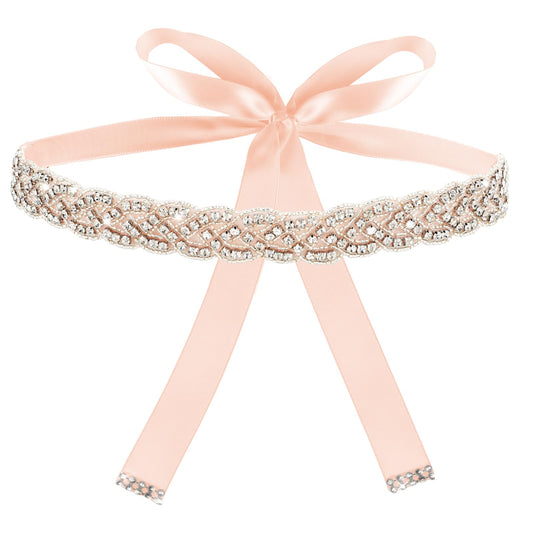 Amaxiu Handcrafted Bridal Rhinestone Wedding Belt for Women, Bling Crystal Belts Glitter Ribbon Women lightly Belt for Jeans Dress Shiny Party Waist Belt (Pink)