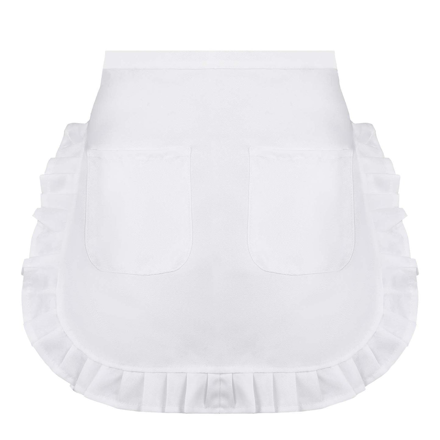 TIESOME Short Women's Waist Apron with 2 Pockets, White Half Apron Waitress Servant Costume Apron for Kitchen Cooking Restaurant Work Coffee Shop Bistro