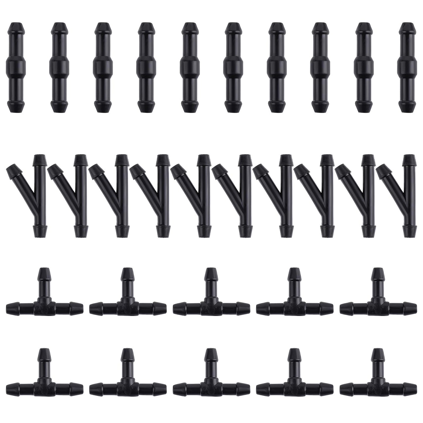 JIEYAO 30 Pcs Windshield Wipers Hose Connectors, 2-Way + 3-Way I/T/Y 3 Type Windshield Hose Kit Water Washer Pipe Adapter Universal Wiper Fluid Windscreen Jet Tubing for Universal Car Washer Nozzles