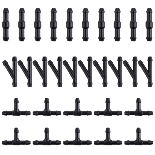 JIEYAO 30 Pcs Windshield Wipers Hose Connectors, 2-Way + 3-Way I/T/Y 3 Type Windshield Hose Kit Water Washer Pipe Adapter Universal Wiper Fluid Windscreen Jet Tubing for Universal Car Washer Nozzles