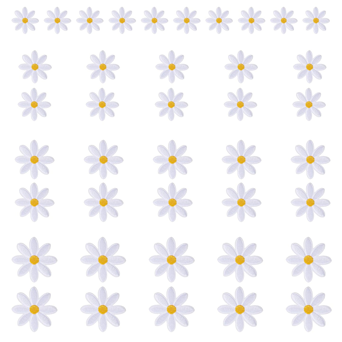 Giantree 40 Pieces of 4 Sizes of Flower Hot Stamping Patches, Daisy Hot Stamping Patches, Cute Daisy Embroidery Appliques, Fashionable Flower Patch for Clothes Bags Shoes Jackets Jeans