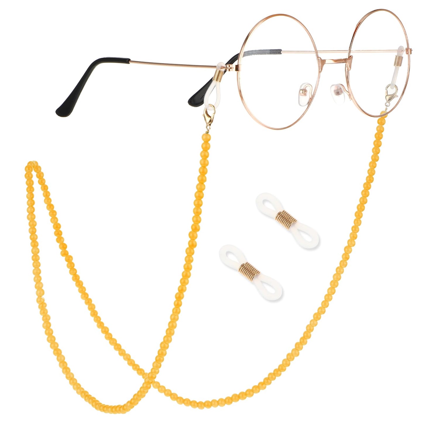 Molain Women's Eyeglass Chain, Bead Eyewear Retainer Sunglasses Chain Reading Glass Necklace Lanyard Mask Chain for Women Anti-slip for Glasses Accessories(Yellow)
