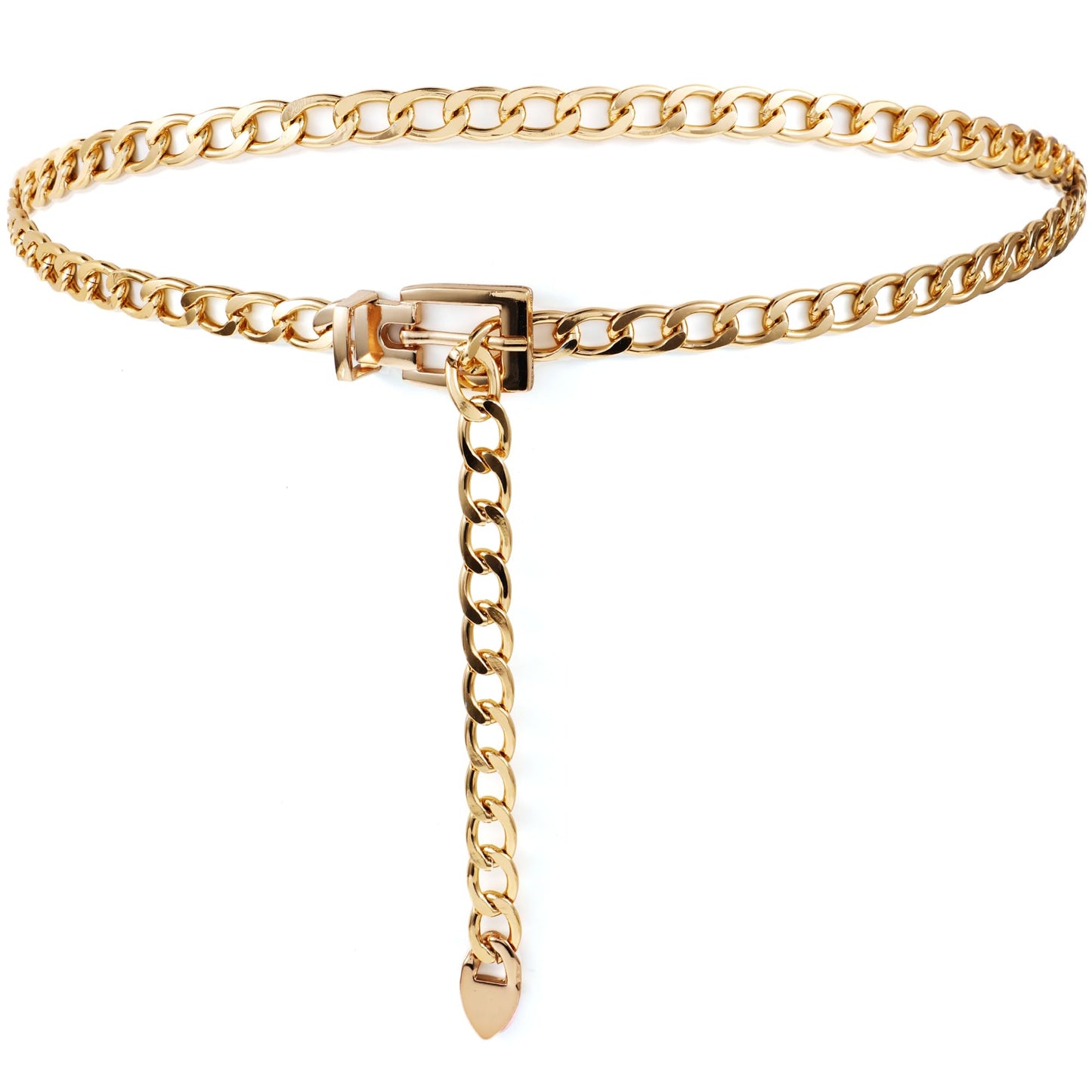 TIESOME Chain Belt for Women Girls Adjustable Gold Metal Waist Chain Chunky Chain Belts for Dress Jeans (M)