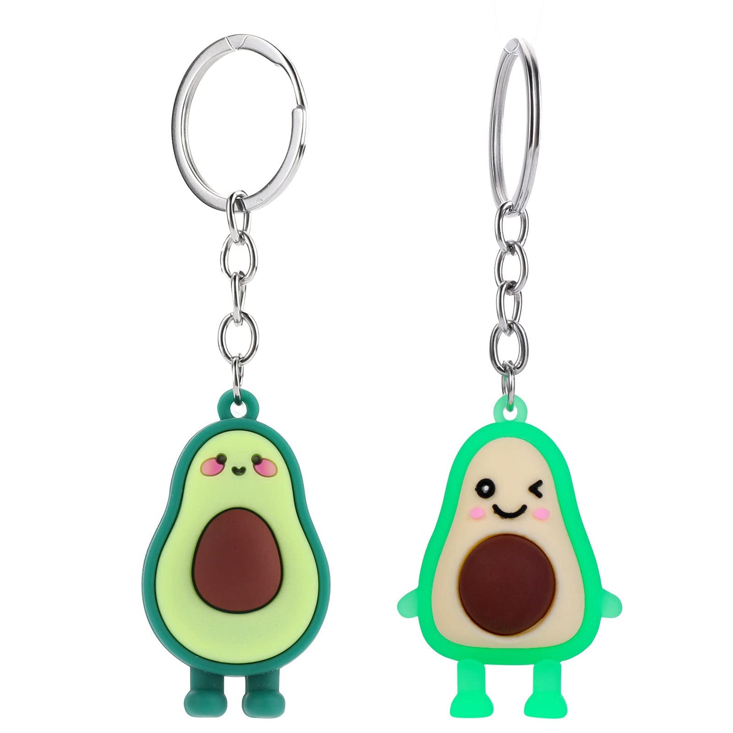 TIESOME 2Pack Key Avocado Keychains, Silicone Cute Avocado Keychain for Women Cute Key Chain Accessories Fruit Theme Party Favors Pendant and Unique Ornament Gifts for Kids