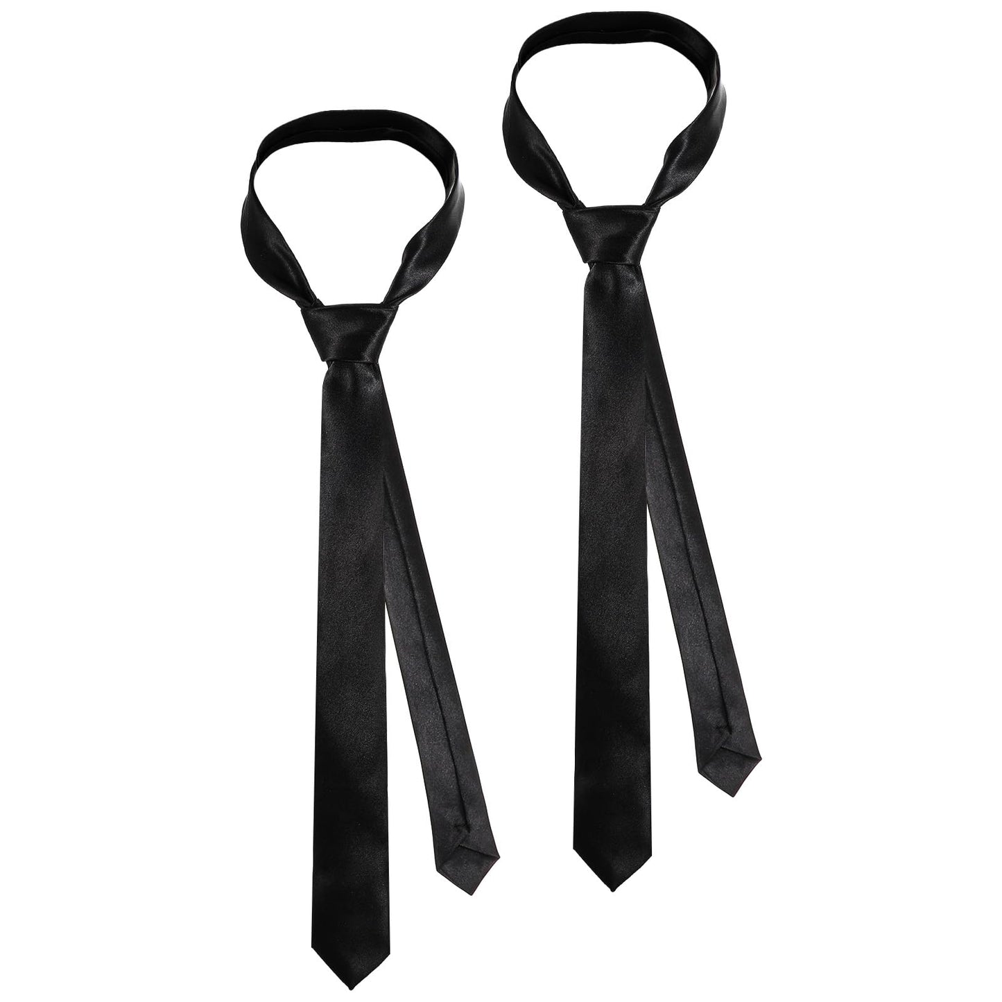 MBAIYO 2 Pieces Black Tie Women's Tie Costume Black Tied Slim for Graduation Show Wedding