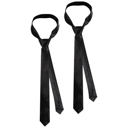 MBAIYO 2 Pieces Black Tie Women's Tie Costume Black Tied Slim for Graduation Show Wedding