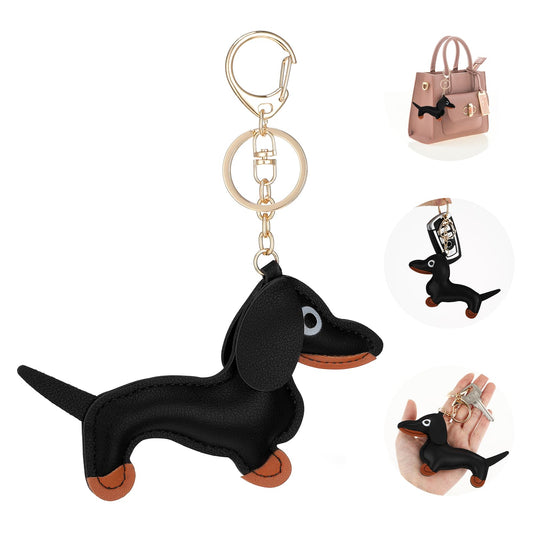 Giantree Leather Dachshund Keychain, Dachshund Keychain Bag Pendant Key Chain Fashion Cute Puppy Dog Charm Gifts for Favorite People Women Men Children Birthday Keyring