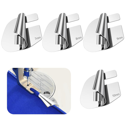 Andibro Sewing Rolled Hemmer Foot 4Pcs (7/8/9/10MM), Rolled Hem Presser Curved Scroll Rolled Hem Foot Foot Sewing Accessories Tools for Home Industrial