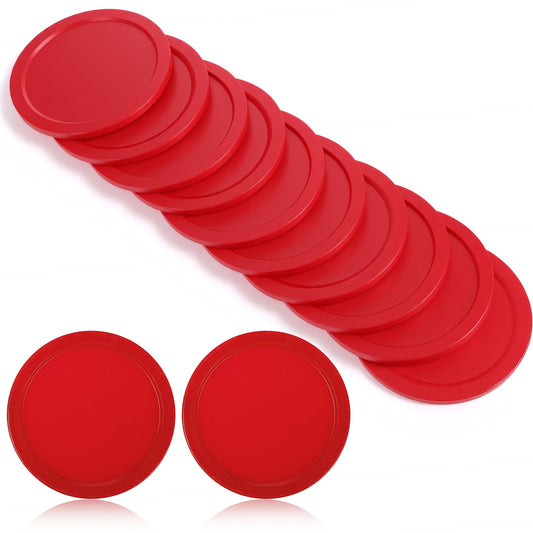 JJUNW 10PCS Mini Air Hockey Table Pucks, 2.5 in Air Hockey Puck Replacement, Durable Puck and Paddles Game Tables Accessories Compatible with Standard Pushers and Goals(red)