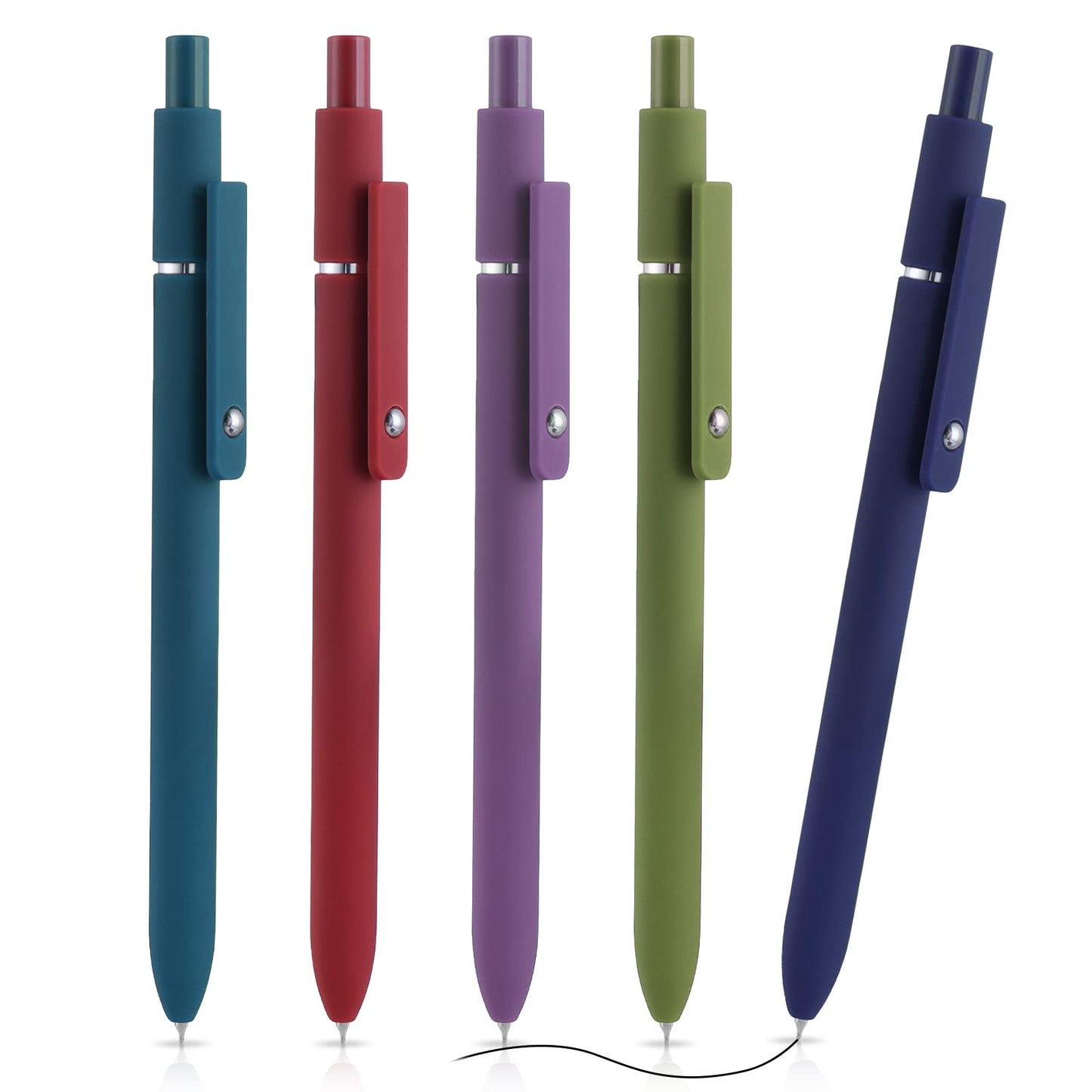 cobee Aesthetic Ballpoint Pens, 0.5mm Retractable Gel Ink Pens Cute Ball Point Pen Black Ink Smooth Writing Pens Pastel Roller Ball Pens for School Office Gift Supplies 5 PCS(Classic)