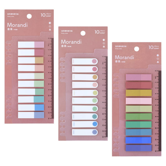 Molain Index Tabs with Ruler,600 Pieces Flag Tabs Self Adhesive Page Markers Colored Page Labels Sticky Notes for Reading Book,Classifying File,Marking Document 3 Style (Multicolor),4.5x1.1 cm
