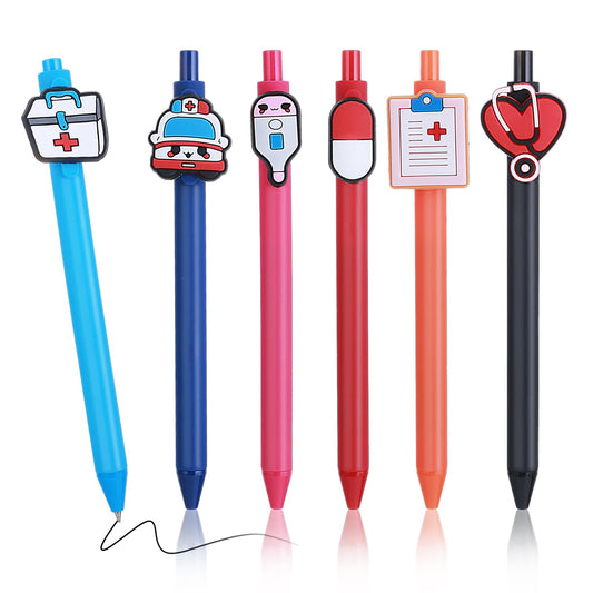cobee 6PCS Cute Nurse Pens, Funny Nursing Pens 0.5mm Retractable Pens Nurse Accessories for Nurses Medical Assistants Students Essentials Workers Nurse Week Appreciation Gifts