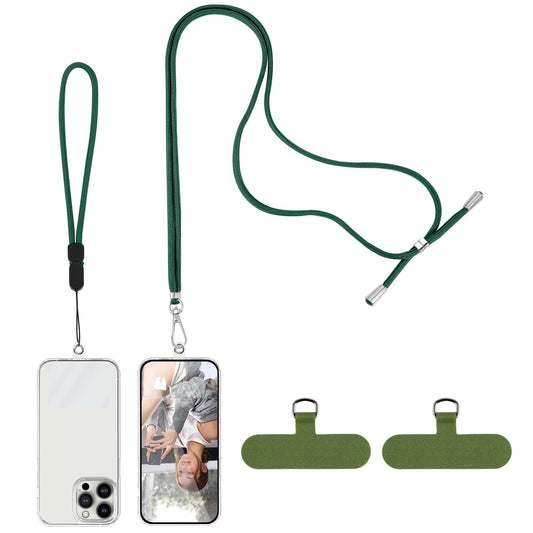 Andibro Universal Phone Lanyard, Adjustable Crossbody Phone Strap Anti-Theft Neck Shoulder Strap with 1 Wrist Strap 2 Patch(Green)